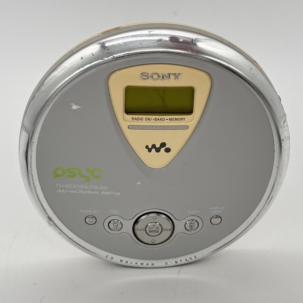 Sony Walkman D-NF400 Psyc Portable CD Player MP3 Radio TV Weather FM AM Silver